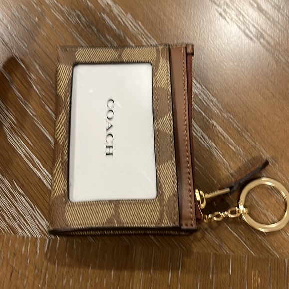 Coach Signature Mini Skinny ID Card Case Key Chain Wallet - Picture 6 of 16